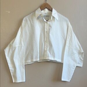 Ivan Grundahl Cropped White Button-Up Shirt. Extra Loose Shirt. Size Medium.